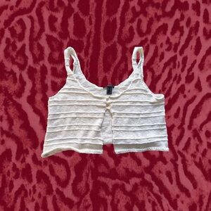 White Knit Open Front Tank Top